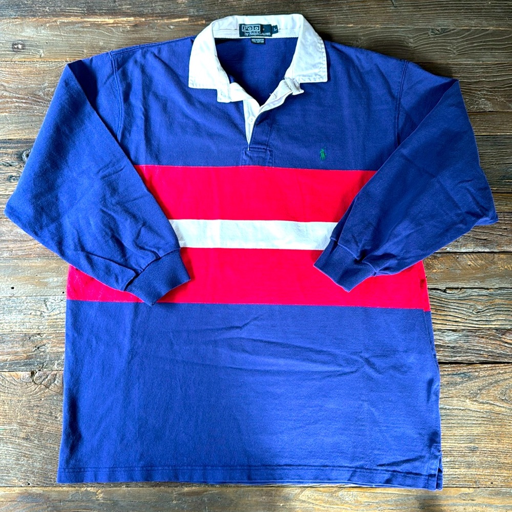 Polo Ralph Lauren 90’s vintage striped cotton rugby polo shirt Size L